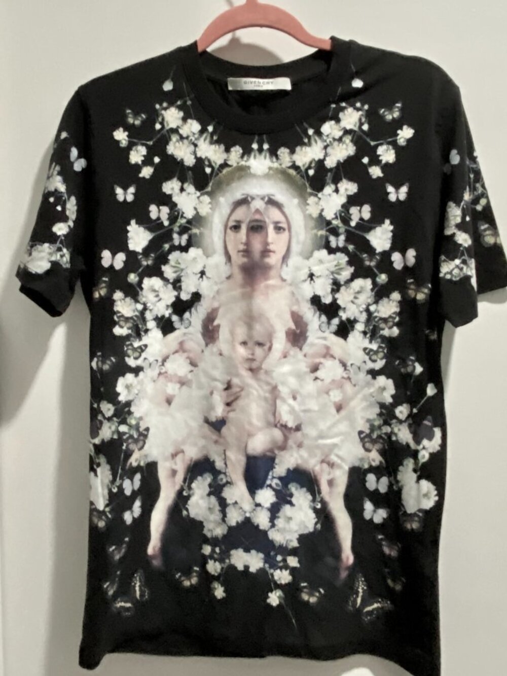 Men Unisex Oversized Givenchy Paris Tisci's “Baby’s Breath Madonna” T-Shirt XXS